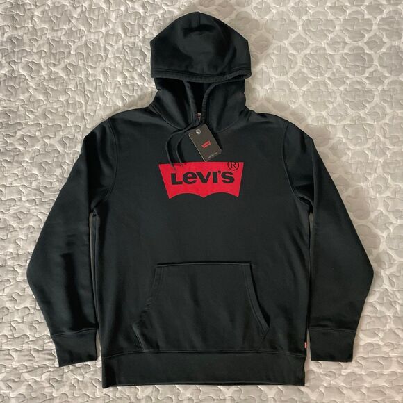 [Size Medium] Levi's Standard Fit Logo Hoodie - Black / Red - Picture 1 of 10